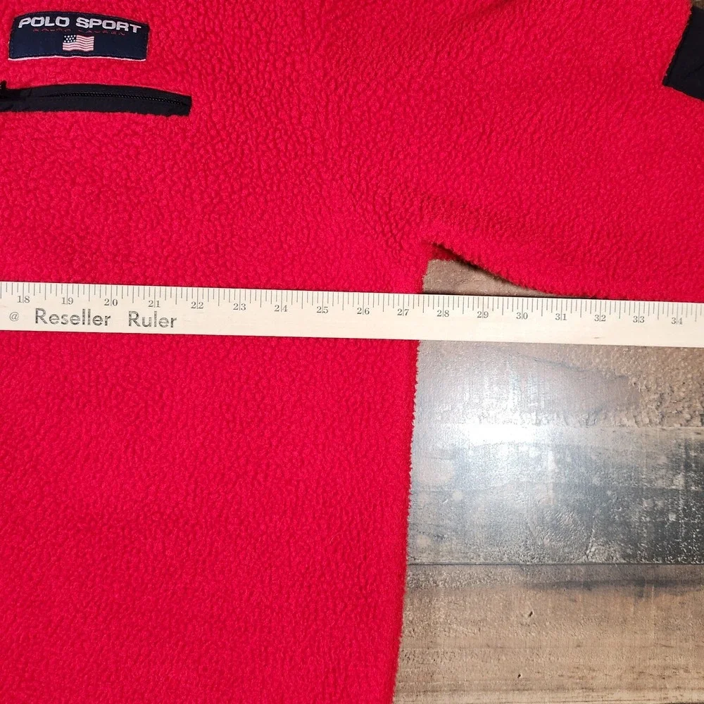 Vintage Ralph Lauren Polo Sport Sweater Mens Large Red Fleece 1/4 Zip 90s